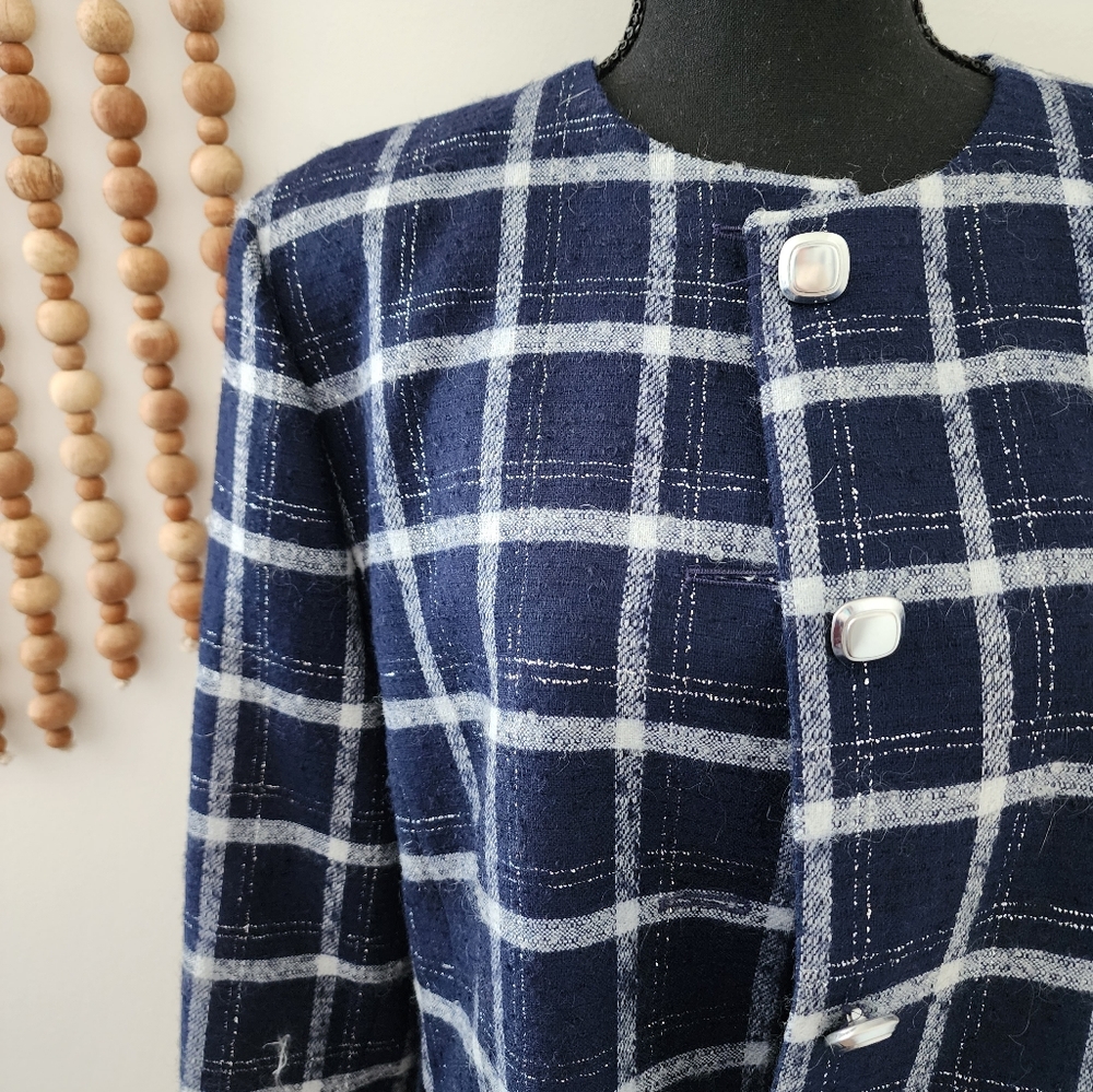 Vintage Pendleton Petite 100% Wool Jacket Womens LP* Blue Preppy Academia